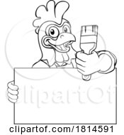 Poster, Art Print Of Chicken Painter Decorator Paint Brush Mascot