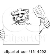 Poster, Art Print Of Gardener Tool Tiger Cartoon Handyman Mascot