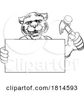 Poster, Art Print Of Tiger Hammer Cartoon Mascot Handyman Carpenter