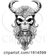 Poster, Art Print Of Viking Warrior Skull Man Mascot Face In Helmet