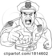 Poster, Art Print Of Policeman Angry Police Man Cartoon Character Cop