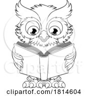 Poster, Art Print Of Wise Owl Cartoon Cute Character Reading Book