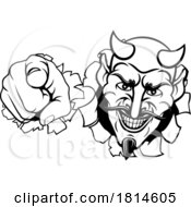 Devil Satan Mascot Cartoon Character Pointing