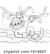 Monkey Singing On Jungle Vines Pointing Cartoon