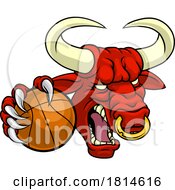 Poster, Art Print Of Bull Minotaur Longhorn Cow Basketball Mascot