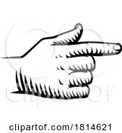 Poster, Art Print Of Hand Pointing Finger Etched Vintage Woodcut Style