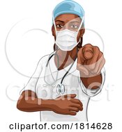 Black Woman Medical Doctor Nurse Pointing