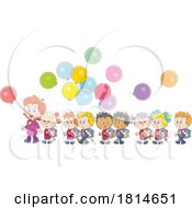 Poster, Art Print Of Teacher And School Children With Balloons Licensed Stock Image