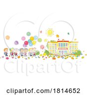 Poster, Art Print Of School Children With Balloons At School Licensed Stock Image