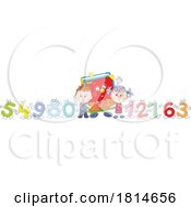 Poster, Art Print Of School Children With A Math Book And Numbers Licensed Stock Image