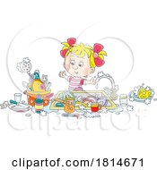 Girl Washing Dishes Licensed Stock Image