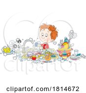 Boy Washing Dishes Licensed Stock Image