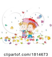 Children With An Umbrella In An Autumn Rain Licensed Stock Image