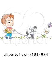 Boy Walking A Dog Licensed Stock Image by Alex Bannykh