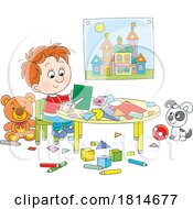 Boy Crafting With Paper Licensed Stock Image