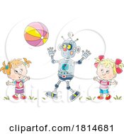 Robot And Girls Playing With A Ball Licensed Stock Image by Alex Bannykh