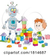 Boy And Robot Playing With Blocks Licensed Stock Image