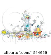 Robot Washing Dishes Licensed Stock Image