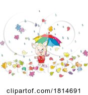 Piglet Holding An Umbrella In An Autumn Rain Licensed Stock Image