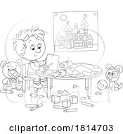 Boy Crafting With Paper Licensed Stock Image