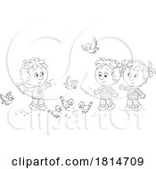 Poster, Art Print Of Kids Feeding Birds Licensed Stock Image