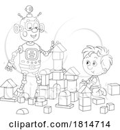 Boy And Robot Playing With Blocks Licensed Stock Image