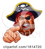 Poster, Art Print Of Pirate Captain Angry Mascot Cartoon Man Face Head