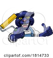 Poster, Art Print Of Panther Painter Decorator Paint Roller Mascot Man