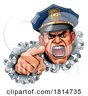 Poster, Art Print Of Policeman Angry Police Man Cartoon Character Cop