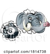 Poster, Art Print Of Elephant Pool 8 Ball Billiards Mascot Cartoon