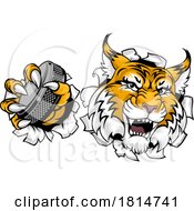 Poster, Art Print Of Wildcat Bobcat Ice Hockey Team Cartoon Mascot