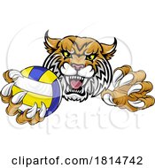 Poster, Art Print Of Wildcat Cougar Lynx Lion Volleyball Claw Mascot