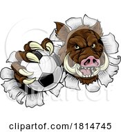 Poster, Art Print Of Boar Wild Hog Razorback Warthog Pig Soccer Mascot