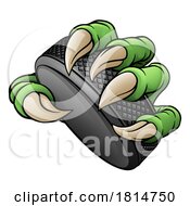 Poster, Art Print Of Ice Hockey Puck Claw Cartoon Monster Animal Hand