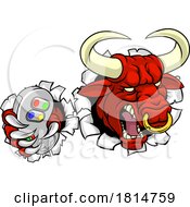 Bull Minotaur Longhorn Cow Gamer Mascot Cartoon