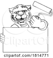 Poster, Art Print Of Tiger Painter Decorator Paint Roller Mascot Man