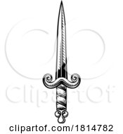 Poster, Art Print Of Sword Medieval Weapon Vintage Woodcut Tattoo Style