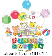 Cartoon Hello Kindergarten Greeting Licensed Clipart