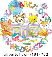 Cartoon Alphabet Letters Around Toys Licensed Clipart