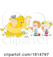 Cartoon Elephant And Children With Popsicles Licensed Clipart