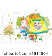 Cartoon Boys And Puppy Camping Licensed Clipart