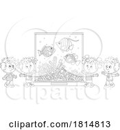 Cartoon Students At An Aquarium Licensed Clipart