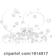 Poster, Art Print Of Cartoon Kitten And Puppy Playing In Autumn Leaves Licensed Clipart