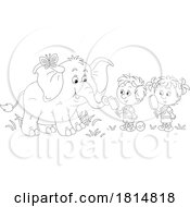 Cartoon Elephant And Children With Popsicles Licensed Clipart