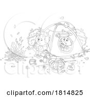 Cartoon Boys And Puppy Camping Licensed Clipart