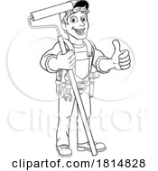 Poster, Art Print Of Painter Decorator Paint Roller Cartoon Handy Man