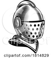 Knight Helm Medieval Helmet Vintage Woodcut Style