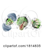 Poster, Art Print Of Crocodile Dinosaur Alligator Weight Lifting Mascot