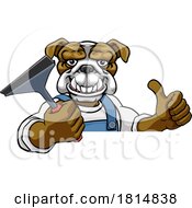 Poster, Art Print Of Bulldog Car Or Window Cleaner Holding Squeegee