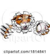 Poster, Art Print Of Tiger Baseball Ball Animal Sports Team Mascot